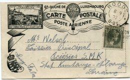 LUXEMBOURG CARTE POSTALE POSTE AERIENNE DEPART ROODT 8-9-27 POUR LA FRANCE - Storia Postale