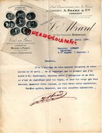 33- BORDEAUX- LETTRE SIGNEE J. ABRARD - VINS EN GROS-CLARIFIANTS A. BOAKE -LONDRES- 43 RUE TRAVERSIERE- 1897 - 1800 – 1899