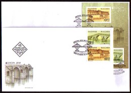 BULGARIA / BULGARIE - 2018 - EUROPA - SEPT - Ponts - Complet - 2FDC Set + Bl - 2018