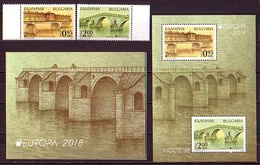 BULGARIA / BULGARIE - 2018 - EUROPA - SEPT - Ponts - Complet - Set + Bl + Carnet** - 2018