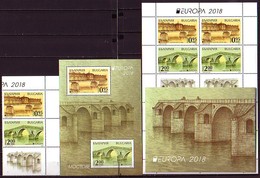 BULGARIA / BULGARIE - 2018 - EUROPA - SEPT - Ponts - Complet - Set + Bl + PF + Carnet** + 2 FDC Porto Free - 2018