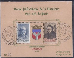 Bloc Souvenir Journée Du Timbre 1943 Alfortville Blondel Stendhal - Covers & Documents