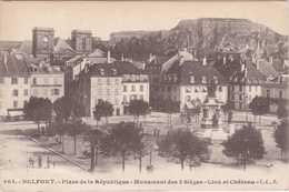 CPA N°964 Dept 90 BELFORT Place De La Republique Monument Des 3 Sieges Lion Et Chateau - Belfort – Siège De Belfort