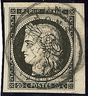 Oblitérations Sur 20cts Noir. 3 Janv 49, Cad 15, Sur N°3, Bdf + Un Voisin. - TB - 1849-1850 Cérès
