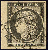 No 3j, Gris-noir, Bdf, Obl Grille. - TB - 1849-1850 Ceres