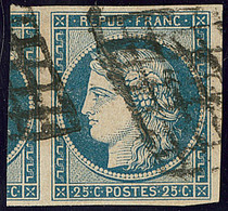 No 4a, Bleu Clair, Un Voisin, Obl Grille, Ex Choisi. - TB - 1849-1850 Cérès