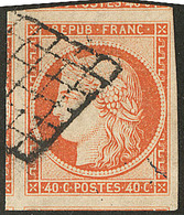 No 5, Orange, Nuance Vive, Quatre Voisins, Obl Grille, Jolie Pièce. - TB - 1849-1850 Ceres