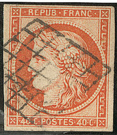 No 5, Nuance Foncée, Obl Grille. - TB - 1849-1850 Cérès