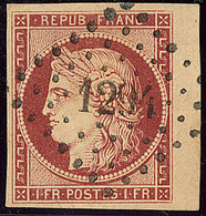 No 6, Carmin, Bdf, Obl Pc 1294, Jolie Pièce. - TB - 1849-1850 Cérès