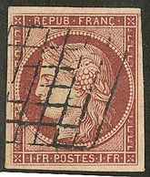 Rouge Brun. No 7d (6A Yv.), Obl Grille, Jolie Pièce. - TB. - R - 1849-1850 Ceres
