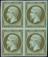 ** No 11, Vert Olive, Bloc De Quatre (deux Ex *), Très Frais. - TB - 1853-1860 Napoléon III