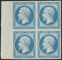 ** No 14II, Bleu, Bloc De Quatre Bdf (un Ex *), Superbe. - R - 1853-1860 Napoleon III