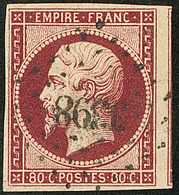 No 17Ab, Carmin Très Foncé, Superbe Nuance, Un Voisin. - TB - 1853-1860 Napoleon III