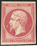 * No 17B, Rose, Petite Variété D'impression "tache" Devant La Bouche, Très Frais. - TB. - R - 1853-1860 Napoléon III