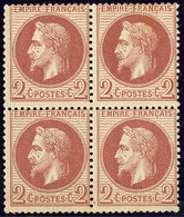 ** No 26I, Rouge Brun, Bloc De Quatre (un Ex * Et Légère Rousseur). - TB - 1863-1870 Napoleon III Gelauwerd