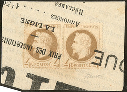 Mordoré. No 27IIe, Impression Typo Sur Petit Fragment De Journal. - TB - 1863-1870 Napoléon III Con Laureles