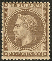 * Fond Ligné. No 30e, Brun. - TB. - R - 1863-1870 Napoléon III Con Laureles