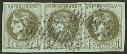 No 39IIIj, Bande De Trois Obl Gc 3608. - TB - 1870 Bordeaux Printing