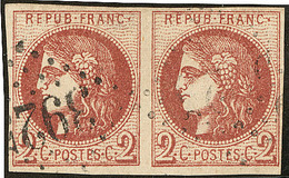 No 40IIc, Paire Horizontale Obl Gc, Pos. 4 Et 5, Am. Rebouché Sur L'ex De Droite Sinon TB - 1870 Emission De Bordeaux