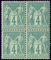 ** No 63, Bloc De Quatre (un Ex Rousseurs), Très Frais. - TB - 1876-1878 Sage (Type I)