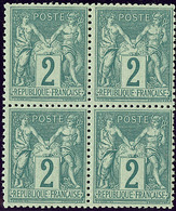 ** No 74, Bloc De Quatre, Très Frais. - TB - 1876-1878 Sage (Type I)