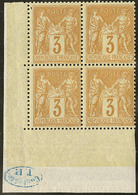 ** No 86, Bistre Sur Jaune, Bloc De Quatre Cdf Avec Contrôle TP, Très Frais. - TB - 1876-1878 Sage (Type I)