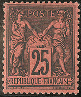 * No 91, Noir Sur Rouge. - TB - 1876-1878 Sage (Type I)