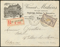 LETTRE Merson. No 122, Seul Sur Enveloppe Illustrée Recommandée De St Brieuc 10.4.18 Pour Villers. - TB. - R - 1900-27 Merson