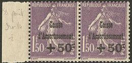 ** Caisse D'amortissement. Sans Points Sur Les Deux "i". No 268, En Paire Horizontale Bdf Avec Normal, Variété Accidente - 1927-31 Caisse D'Amortissement