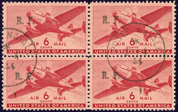 Courrier Aéro-naval France-USA. Bône. No 7, Bloc De Quatre Obl Cad 2.4.44. - TB - Poste Aérienne Militaire