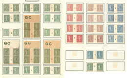 * Collection. Semeuse Lignée. 1903-1926, Entre Les N°130 Et 198, 29 Paires Horizontales Et 5 Blocs De Quatre Manchettes  - Millésimes