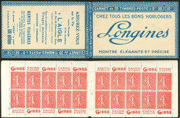 ** No 199C12, Carnet De 20t, S.121, Sans Agrafe, Léger Pli Sur La Couverture Sinon TB - Autres & Non Classés