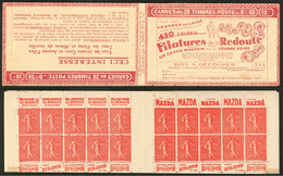 ** No 199C74, Carnet De 20t, S.245, Charnière Sur La Couverture. - TB - Autres & Non Classés