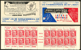 ** No 813C1, Carnet De 20t N°et Date En Bas, S.1, Charnière Sur Un Bdf. - TB - Autres & Non Classés