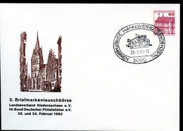 Bund PU115 D1/003 Privat-Umschlag MARKTKIRCHE RATHAUS HANNOVER Sost. Postkutsche 1980 - Enveloppes Privées - Oblitérées