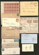 LETTRE 1840-1945 (Poste), 9 Enveloppes Affts, Destinations Et Obl Divers, + Feuillet De 24 Ex Faux Pétain. - TB - Collections