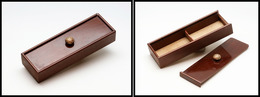 Boîte Rectangulaire En Acajou, Ouverture à Glissière, 2 Comp., 108x32x18mm. - TB - Stamp Boxes