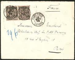 LETTRE Précurseur. Sage No 97 Paire Horizontale, Obl Cad Port-Saïd 16 Nov 99, Sur Enveloppe Pour Paris. - TB - Autres & Non Classés