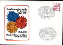 Bund PU115 D2/005 Privat-Umschlag BARTHOLOMÄUSMARKT DAHLIEN BAD EMS Sost. 1981 - Buste Private - Usati