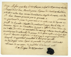 WIGNACOURT, Ghislain-Joseph Adrien Francois De (1715-1772). Marquis De Wignacourt, Baron De Pernes, Seigneur De Dourton - Manuscrits