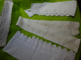 Lot De Dentelles Anciennes Et Broderie Pour Robe De Poupee Ou Autre...coiffe - Laces & Cloth