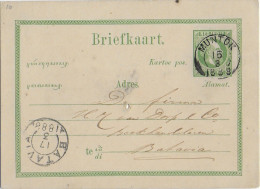 INDES NEERLANDAISES - 1888 - CARTE ENTIER POSTAL De MUNTOK => BATAVIA - Netherlands Indies