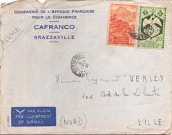 AEF ENVELOPPE DE 1948 DE BRAZZAVILLE POUR LILLE COMPAGNIE DE L AFRIQUE FRANCAISE POUR LE COMMERCE CAFRANCO - Covers & Documents