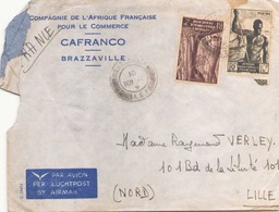 AEF ENVELOPPE  DE BRAZZAVILLE POUR LILLE COMPAGNIE DE L AFRIQUE FRANCAISE POUR LE COMMERCE CAFRANCO - Lettres & Documents