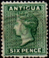 Antigua 1872 6 Pence Burgreen Watermark Crown-CC Perf 12½ 1 Value Canceled - 1858-1960 Crown Colony