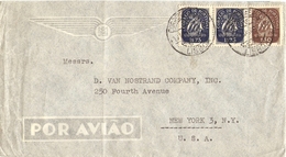 Portugal - 1948 - Lettre Poste Aérienne De Lisbonne à New-York - TP 632 Et 636 X 2 - Storia Postale