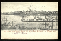 Delcampe - MARSALA - TRAPANI - INIZI 900 - CARTOLINA RICORDO DELLO SBARCO DEI MILLE. GARIBALDI - VIAGGIATA NEL 1922 - Trapani