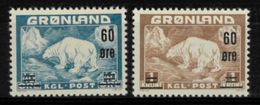 GREENLAND - 1956 POLAR BEARS OVERPRINTS - Ongebruikt