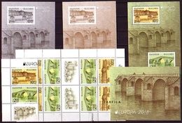 BULGARIA / BULGARIE - 2018 - EUROPA - SEPT - Ponts - Complet - Set + Bl + 2 Souv. +  PF + Carnet** Porto Free - 2018