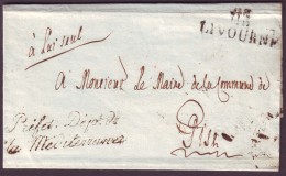 MEDITERRANEE - LSC - 113 LIVOURNE (1812) + "Préfet Dept De / La Méditérranée" En Franchise Pour Pish, Au Verso "17 Décem - 1792-1815 : Departamentos Conquistados